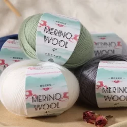 50g 128m Lã Merino Pura Feita À Mão Lenço De Tecido Chapéu De Malha