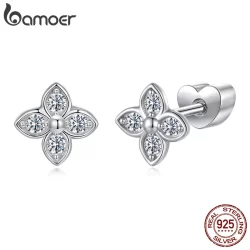 Brincos Bamoer 925 Sterling Sliver Moissanite Trevo De Quatro Folhas Joias Presentes Para Mulheres