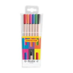 CANETA COM PONTA POROSA MICROLINE   CARTEIRA COM 6 CORES   COMPACTOR   2758000