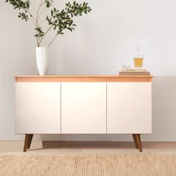 Buffet 3 Portas 136cm Retrô Elza Yescasa Freijó/Off White