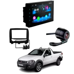 Central Multimídia CarPlay Mp5 Faaftech 7 Polegadas + Câmera Ré Borboleta + Moldura 2din Strada