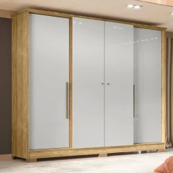 Guarda Roupa Casal 4 Portas 2 Gavetas Mônaco Espresso Móveis Marrocos/Off White