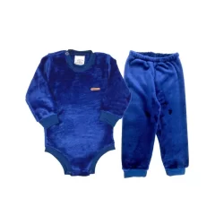 Conjunto Body e Calça Bodie Inverno Bebê Infantil Peluciado Quentinho Inverno