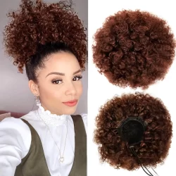 Acessórios de peruca transfronteiriça europeia e americana, coque de cabelo de rabo de cavalo Kinky African Fluffy Cachos de cabelo de rabo de cavalo