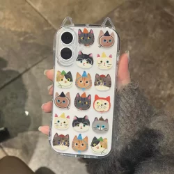 Venda quente elegante grupo de gato adequado para Apple 16 caso de telefone 16PROMAX gato orelha caso de telefone 14pro
