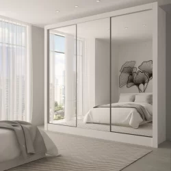 Guarda-Roupa Casal Giulia 3 Portas de Correr 3 Gavetas com Espelho