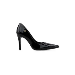 Scarpin Bebecê Verniz Salto Alto Fino Preto