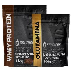 Kit: Whey Protein Concentrado 1Kg + Glutamina 250g - 100% Importado - Soldiers Nutrition