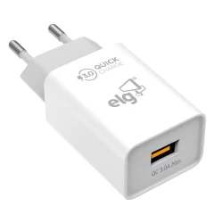 Carregador de Parede Porta USB QC 3.0A  Branco - ELG