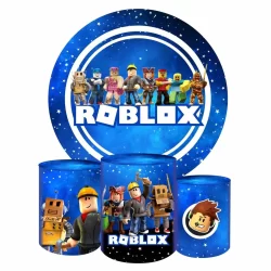 Kit Painel Redondo e Cilindro Capas Festa Roblox Decoração