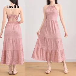 Lovito Vestido Casual Com Cadarço, Vestido De Verão/Primavera Para Mulheres L121MD154