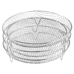 Grelha Para Air Fryer Redonda 3 Andares Aço Inox Cozinha