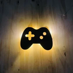 Luminária de Parede Controle Video Game Abajur LED MDF Decoração