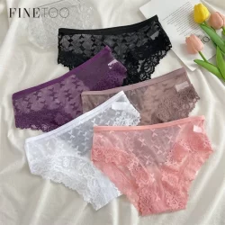 Finetooo Calcinha De Renda Sem Costura Para Mulheres Lingerie Macia E Respirável Algodão Confortável Perspectiva Roupa Íntima