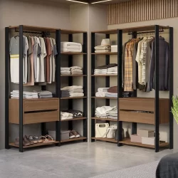 Guarda-Roupa Closet Modulado Valencia 4 Gavetas 358cm Rustic/Preto Madesa 04
