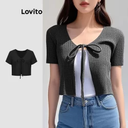 Lovito Casual Plain Grande Capacidade Commute Top Handle Tote Bag para Mulheres L114AD876