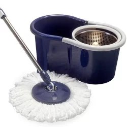 Mop Giratório Perfect Tornado 360 Cesto Inox Balde 12 Litros 1 Refil Microfibra