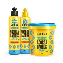 Shampoo Condicionador 300mL e Máscara 450g Chikas Acorda Cachos