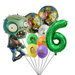 9 Unidades/Lote Plants vs Zombies Conjunto De Balões Com Número De Folha De Alumínio Decoração De Festa