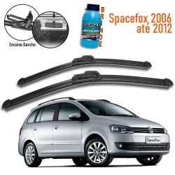 Par Palhetas Limpador Parabrisa Dianteiro Spacefox 2006-2012 + Limpa Vidro Lava Brisa 100ml