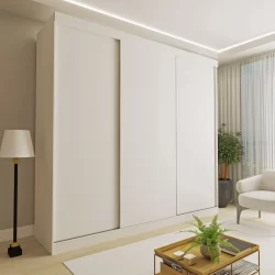 Guarda Roupa Casal Premium Cronos 205,9cm 3 Portas 4 Gavetas Espresso Móveis Branco