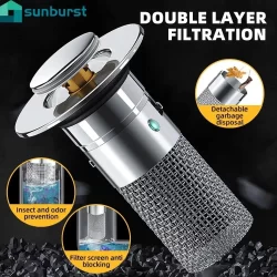 Tampão Filtrante De Drenagem Pop-up Sink Floor Drain-Captador De Cabelo Universal-Filtro De Aço Inoxidável Bounce Core Afundamento À Prova De Odor-De Lavatório Anti-Bloqueio