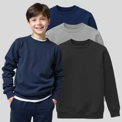 Kit 2 Blusa Moletom Infantil Menino Menina Gola Redonda Sem Capuz Inverno Fafenix Premium