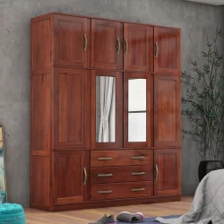 Guarda Roupa Casal com Espelho 10 Portas 3 Gavetas Paris Mogano