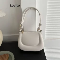 Lovito Casual simples sela saco estilo simples deslocamento elegância pequena bolsa de ombro para mulher LFA71225
