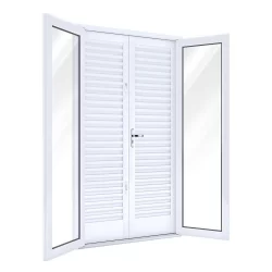 Porta de Aço Balcão 215x120cm com Vidro 4 Folhas Facilita Lucasa Branco