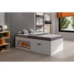 Cama Solteiro com Sapateira e Nicho Laura Yescasa Branco