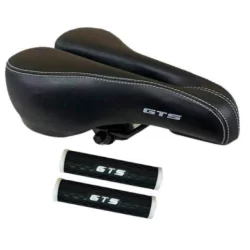 Kit Selim Gts 2 Molas + Manopla Gts Preto Branco Confort MTB