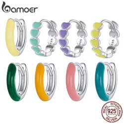 (1 Peça) Brincos Bamoer 925 Sterling Silver Women Textura Simples Jewerly BSE488