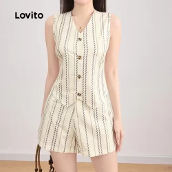 Lovito Tops ou parte inferior feminina Casual listrada dividida na frente L121MD612