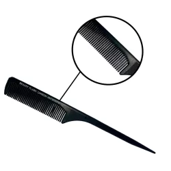Pente Profissional Carbono 240ºC Antiestático Cerdas Grossas e Cabo Ponta Fina