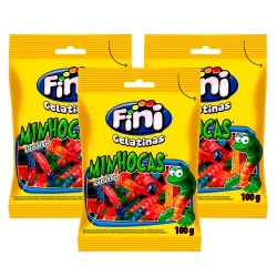 Balas de Gelatina Fini Minhocas Sortidas 100g | Kit com três unidades