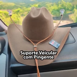 Suporte Veicular com Pingente pra Chapéu Couro com Ventosa