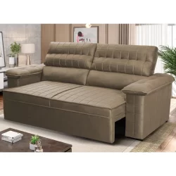 Sofá Retrátil Reclinável 3 lugares 2,00m Quantum Suede Velut Tabaco - King House