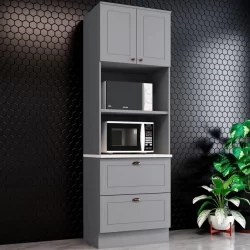 Torre Quente Americana 2 Portas 2 Gavetas 100% Mdf C351 Cinza - Henn