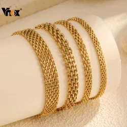Pulseira De Corrente De Malha Em Forma De Vnox Para Mulheres E Homens , Pulseiras Aço Inoxidável Dourado , Moda , Presen