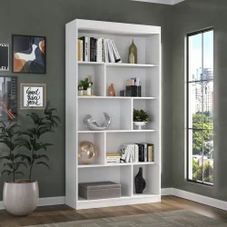Estante para Livros 4 Prateleiras 181cmx93cm Home Office Espresso Móveis Branco TX/Branco TX