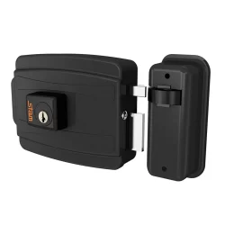 Fechadura Elétrica Preto Fosco Cilindro 40mm Portas Portões Ferro Aço Inox Abre Para Fora Ou Dentro