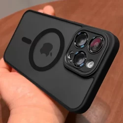 Magnético Luxo Fosco Translúcido Armadura Caso À Prova De Choque Para iPhone 16 15 14 13 12 11 Pro Max 14 15 16 Plus Magsafe Capa De Carga Sem Fio