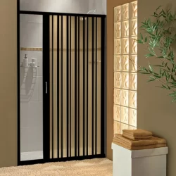 Box Para Banheiro de PVC 185x55cm Sanfonado Frontal BCF Preto