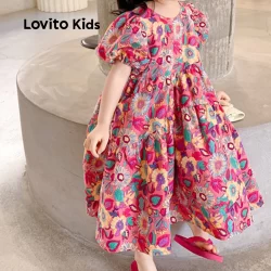 Lovito Vestido Infantil Fofo Colorblock Macio E Confortável Vestido De Primavera/Verão Para Menina LNL106120