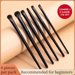 6 Pincéis De Maquiagem Conjunto Completo Sombra De Olho Mancha Delineador Pincel De Lâmina Ultrafina