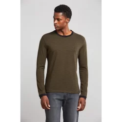 Camiseta Manga Longa Malha Slim Fit - Preto / Verde