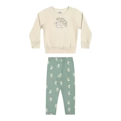 Conjunto Longo Infantil Menina Moletom Estampado Elian Bege