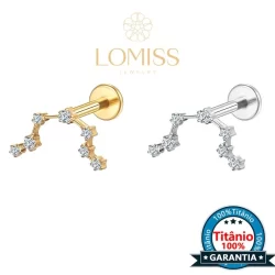 【Lomiss】Piercing Orelha Conch Tragus Labret Titânio 7 Zircônias Cravejada