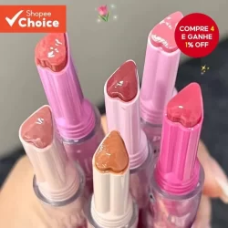 Cappuvini Lip Gloss, natural, à prova d'água, hidratante 6 cores Jelly Lipstick Heart Lip Gloss